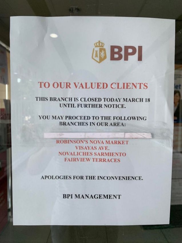 BPI closed